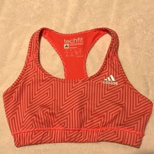 Adidas techfit sports bra in coral pattern size S